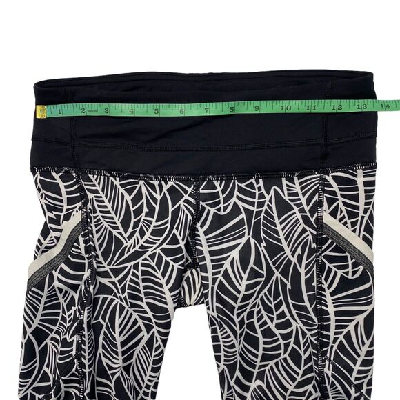 LULULEMON Run A Marathon Crop II Pants Pretty Palm Black Angel Wing Sz 4 #W6C33S - Picture 5 of 7